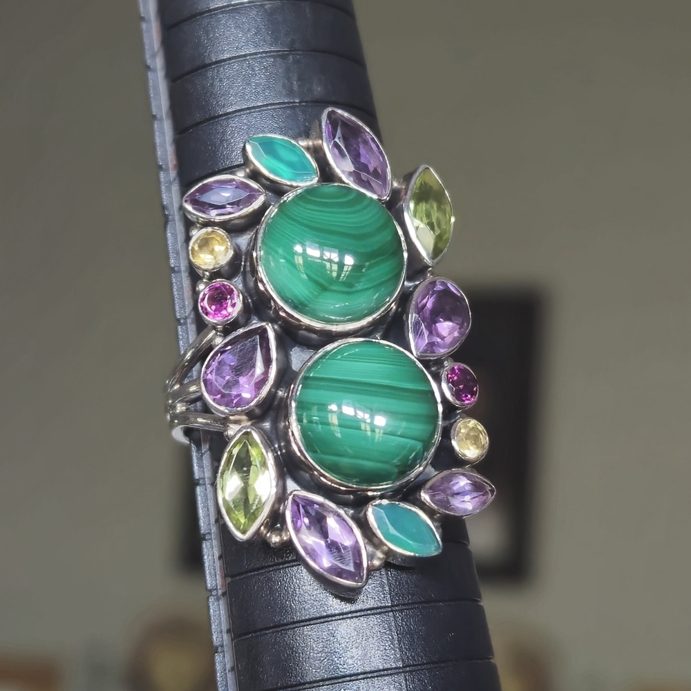 Nicky Butler RAJ COLLECTION 925 Sterling Silver Malachite LIMITED EDITION RING - Picture 8 of 14